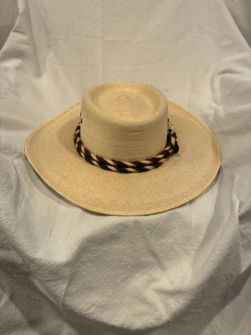 Vintage Straw Boater Hat w/ Braided Horsehair Band & Tassel - Picture 3 of 13